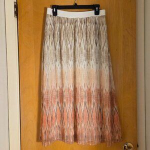 Chico’s 1 Size M Boho Crinkle Metallic Fairy Free Spirit Maxi Skirt Pink Gold